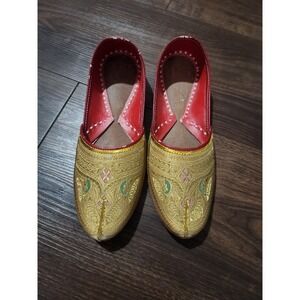 Men Shoes Handmade Loafers Jutties Brown Traditional Mojaries Flats US 9‎